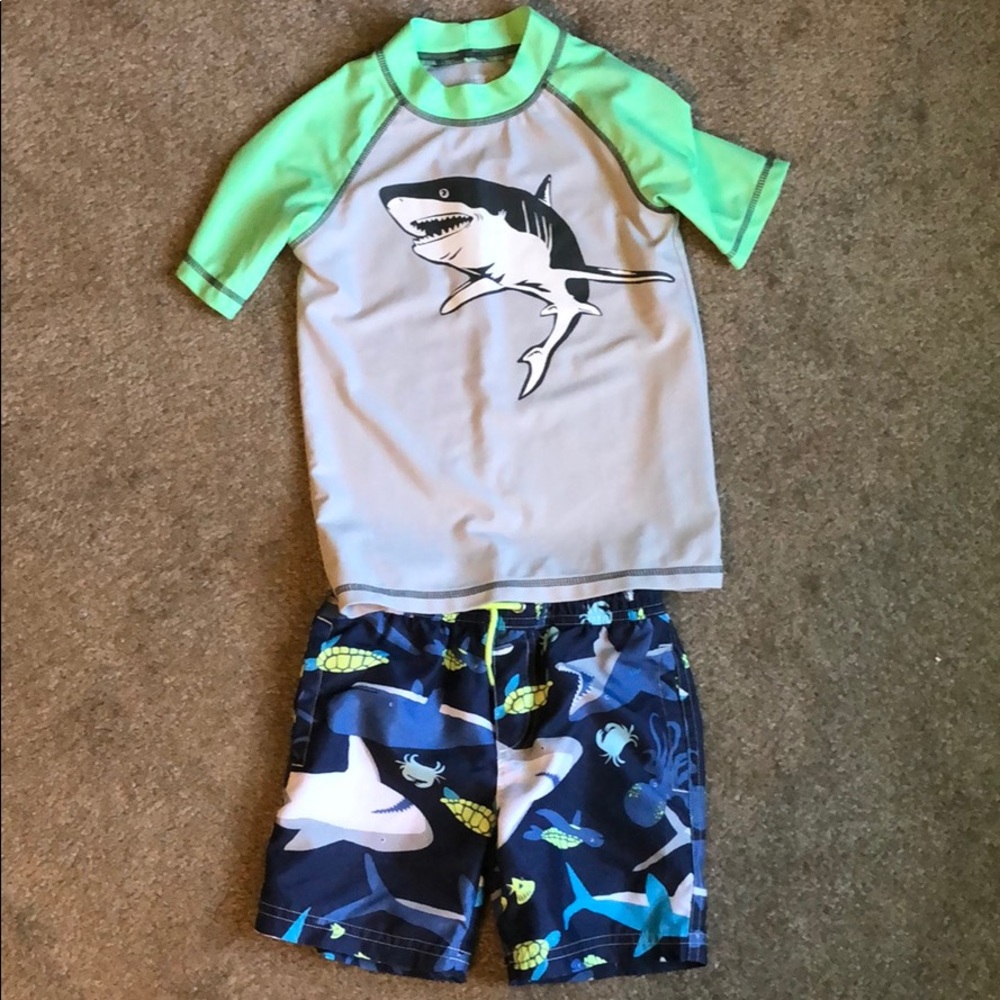 Carters swim shorts and matching rash guard